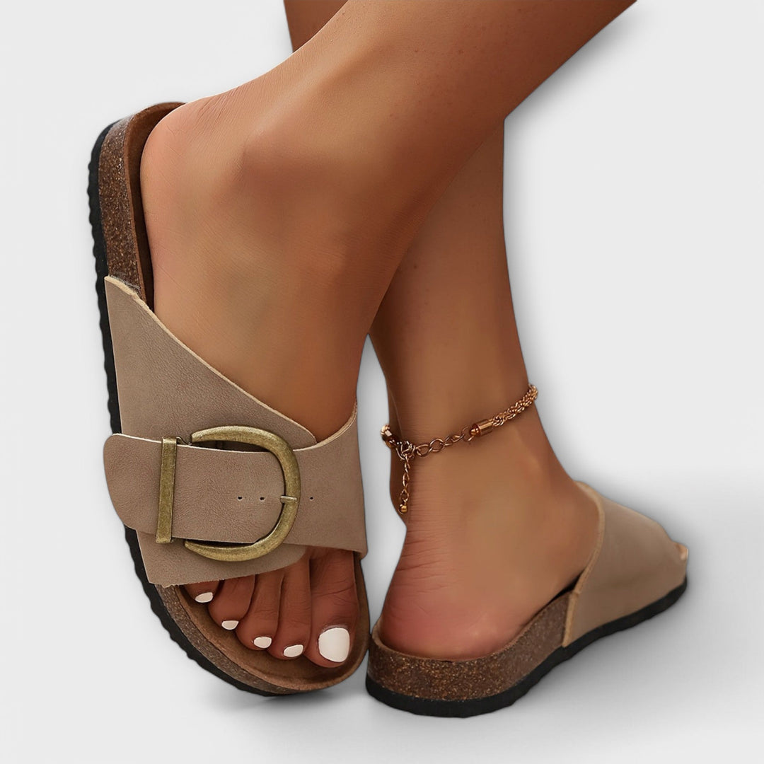 Ashley - Women's Cork Sandals with Buckle Strap Design