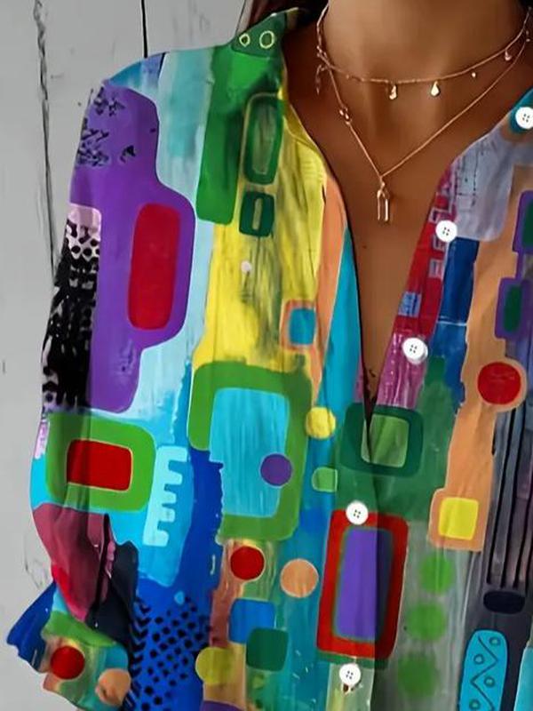 EDNA | ELEGANT GEOMETRIC PATTERN BLOUSE