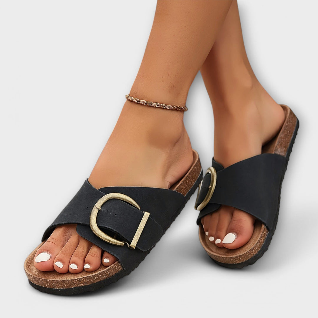 Ashley - Women's Cork Sandals with Buckle Strap Design