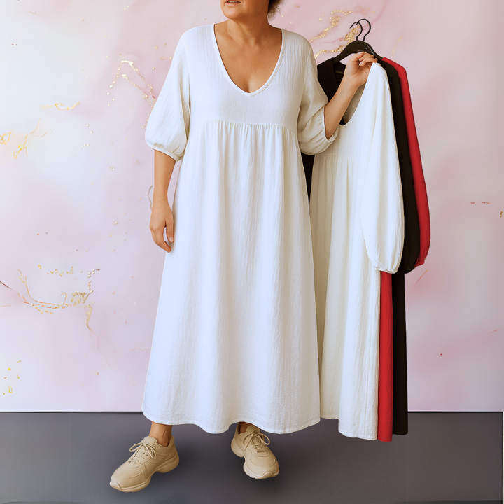 Eleganza | Effen jurk met V-hals