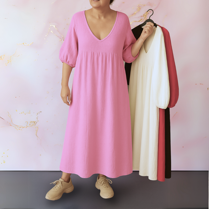 Eleganza | Effen jurk met V-hals