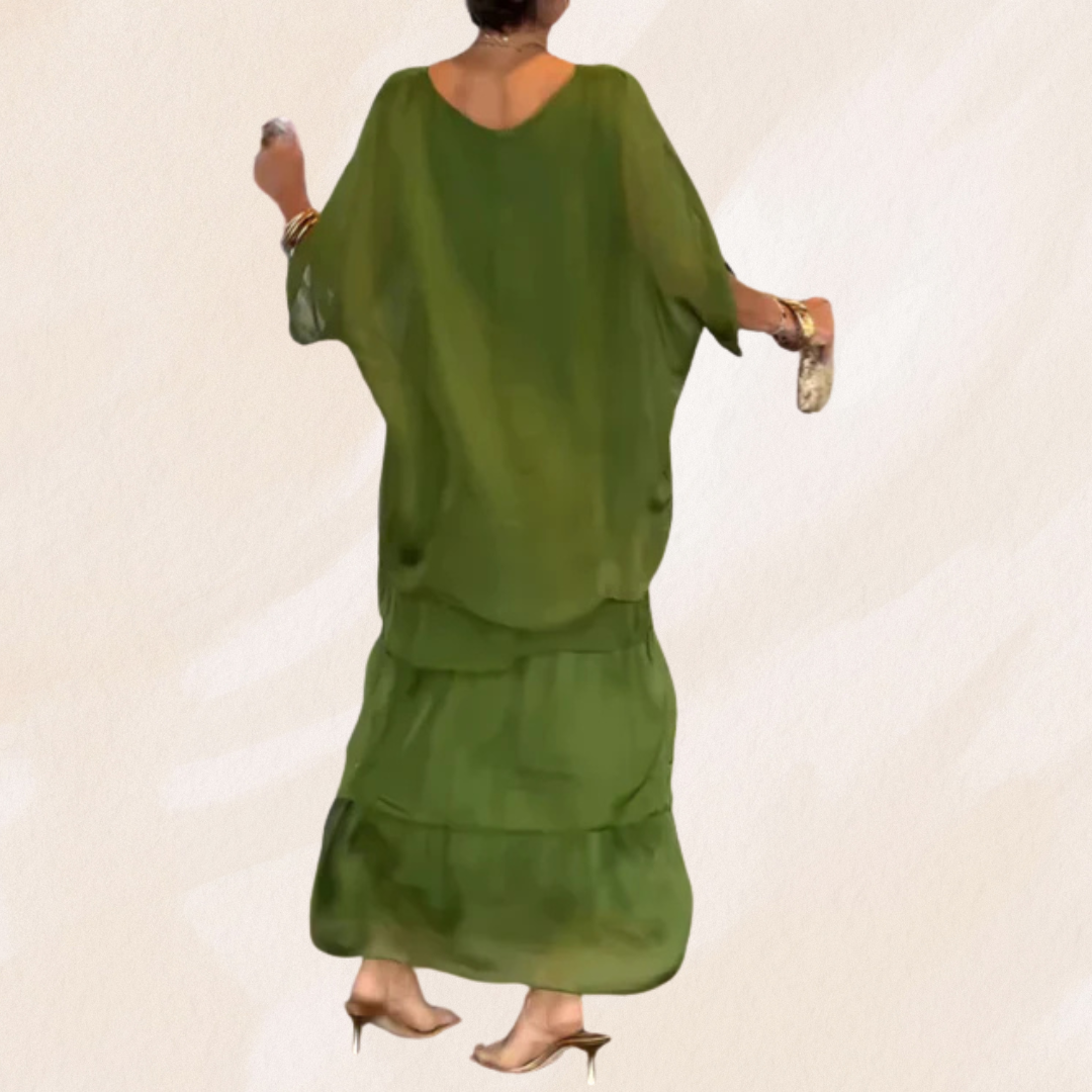 Carla - Losse Maxi Jurk met Ronde Hals