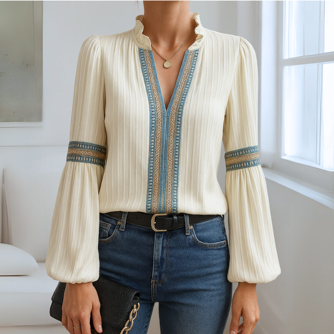 Petra™ | Kanten blouse met V-hals