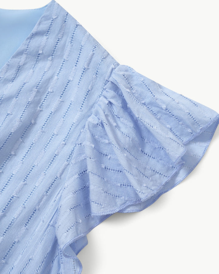 Lara™ – Midi Jurk met V-hals en Ruches Mouwen