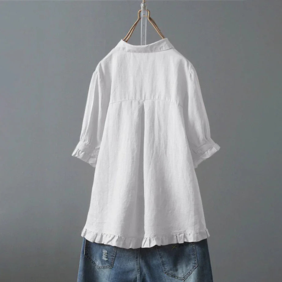 Zalina | Elegante Katoenen Blouse Met Korte Mouwen