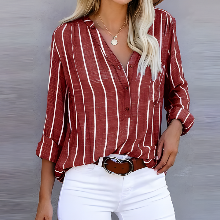 Monica™ | Trendy Gestreepte damesblouse