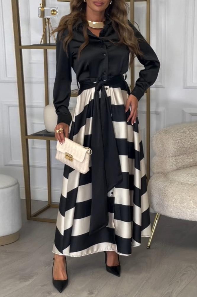 Aurora | Gestreept Overhemdjurk