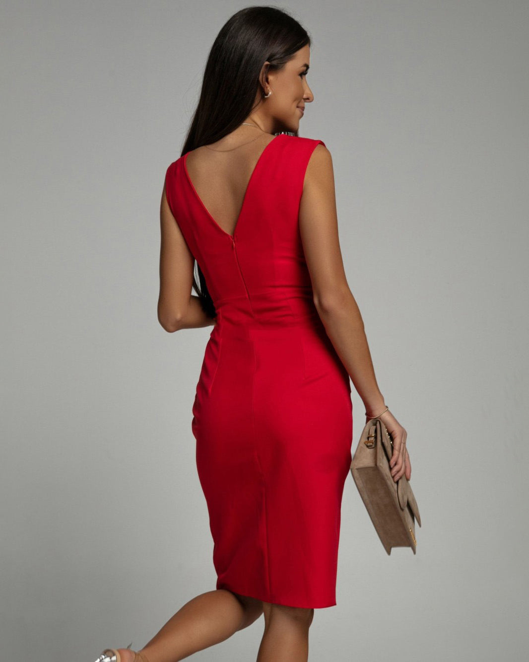 Florine | V-Neck Slit Sheath Dress