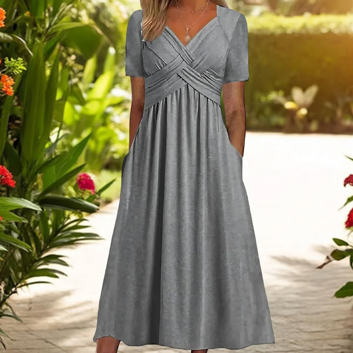 Maeva – Elegante Midi Jurk met Buikbedekking