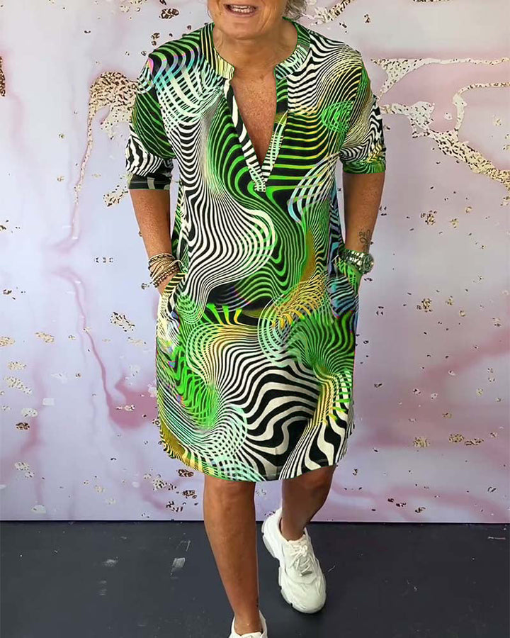 Ria™ | Colourful V-neck dress