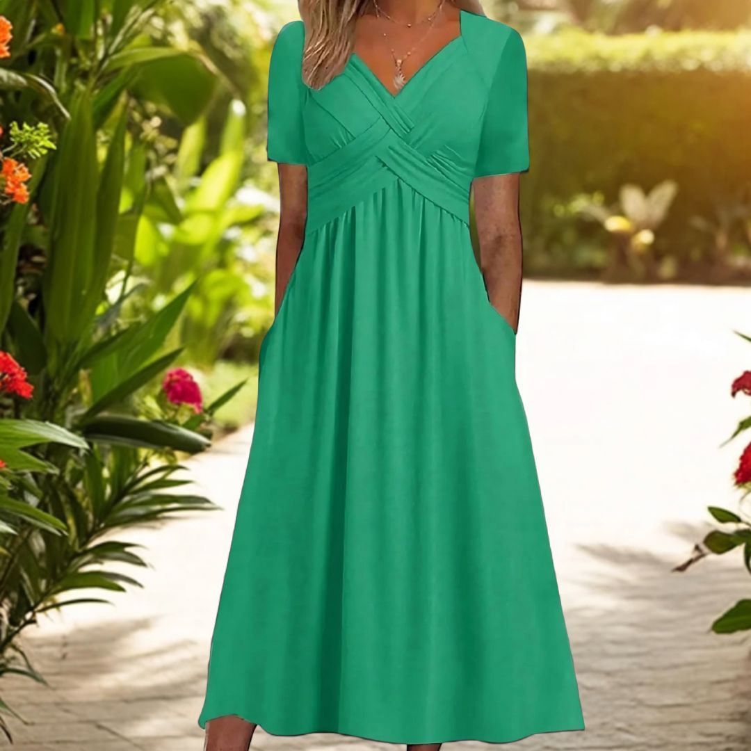 Maeva – Elegante Midi Jurk met Buikbedekking