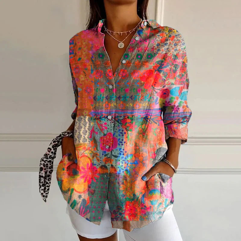 Ava™ | Vibrant Color Print Blouse