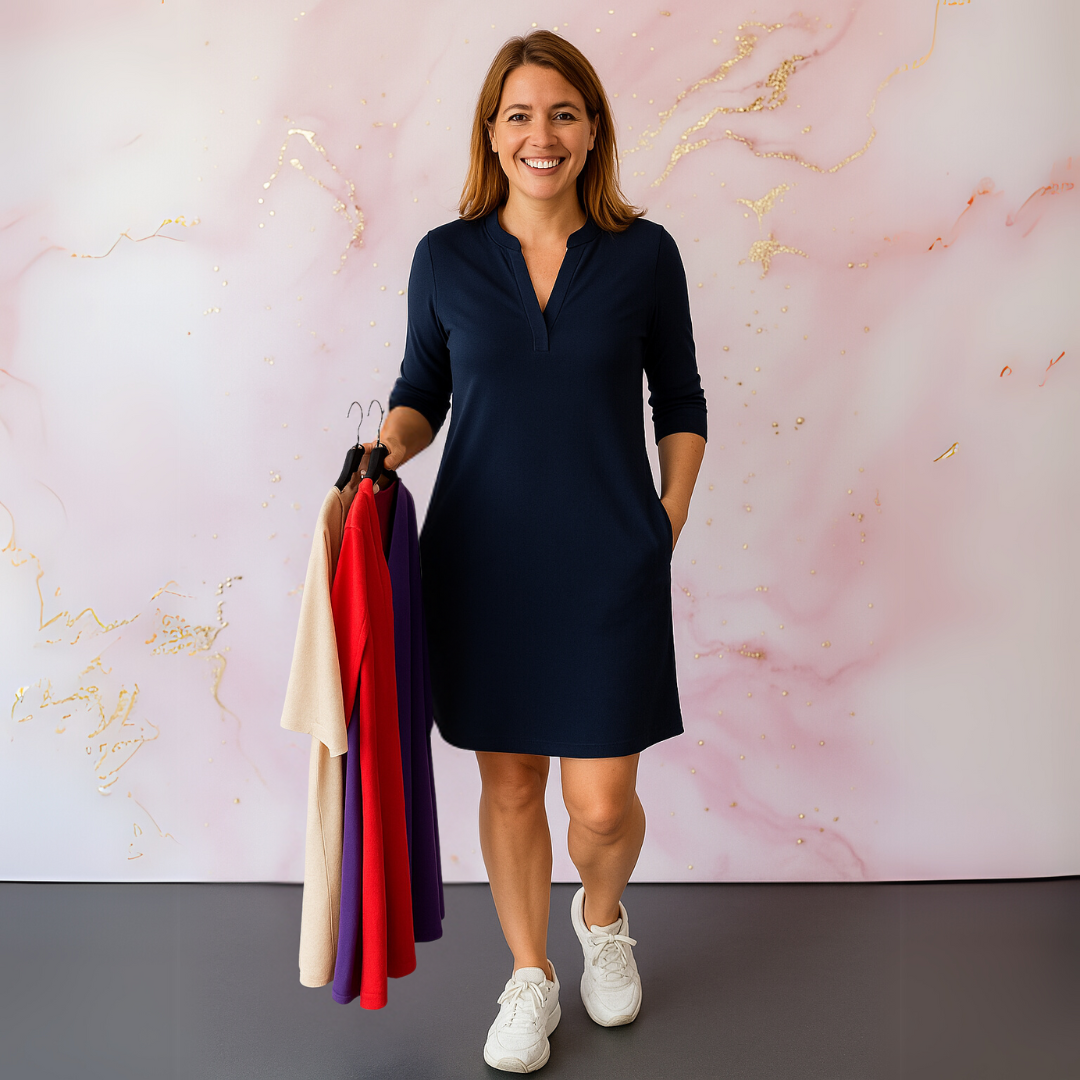 Eleganza | Effen jurk met V-hals