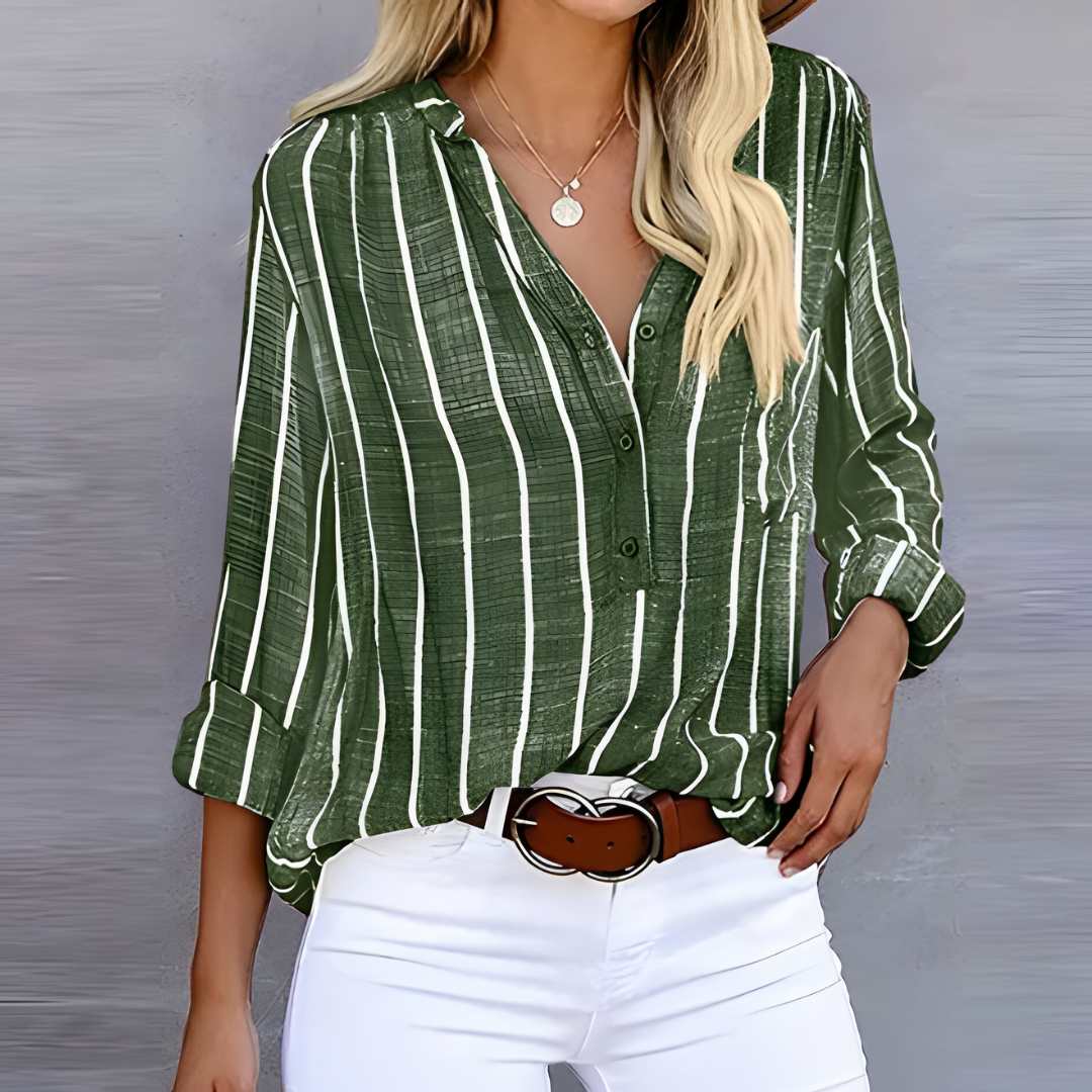 Monica™ | Trendy Gestreepte damesblouse