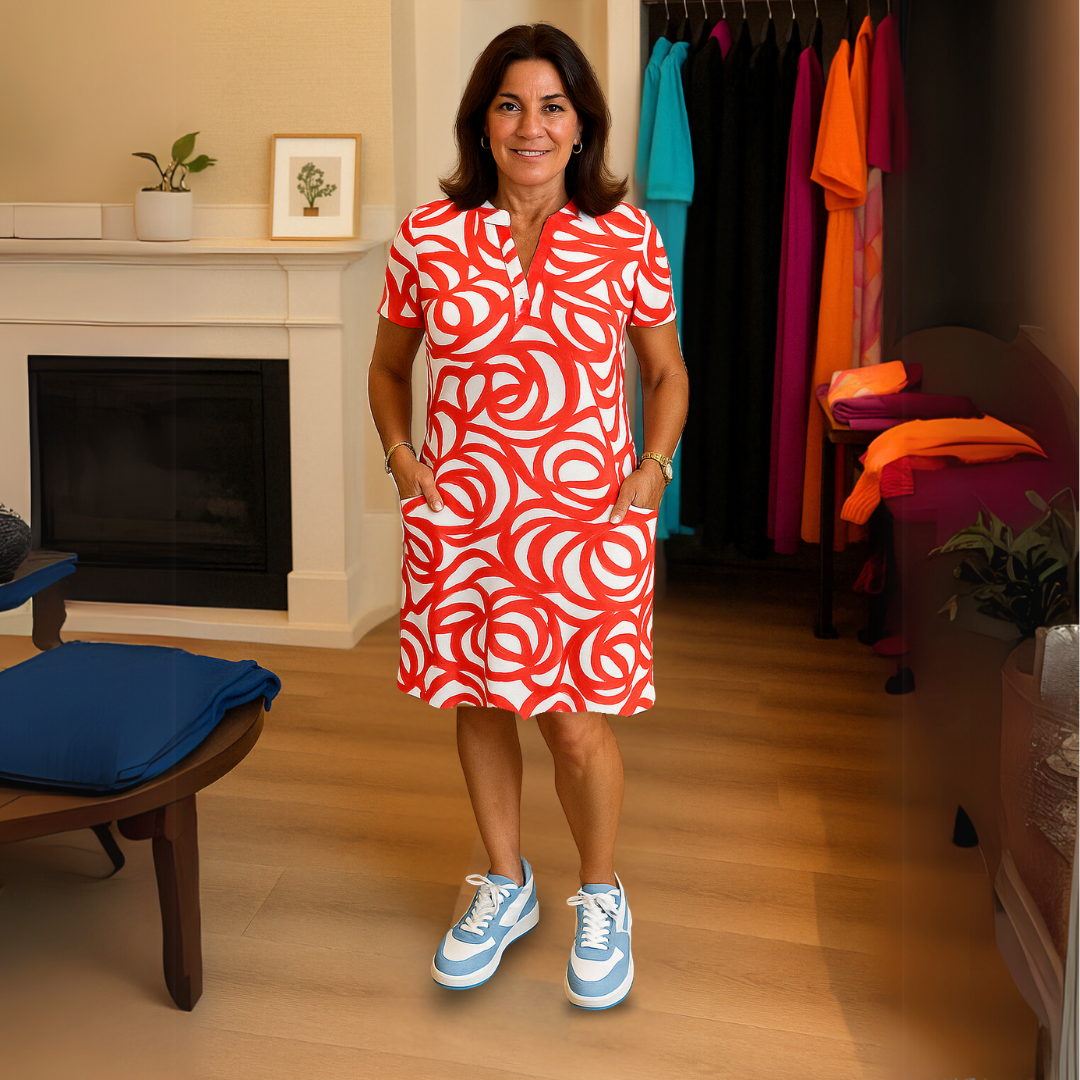 Eleganza | Print jurk met V-hals