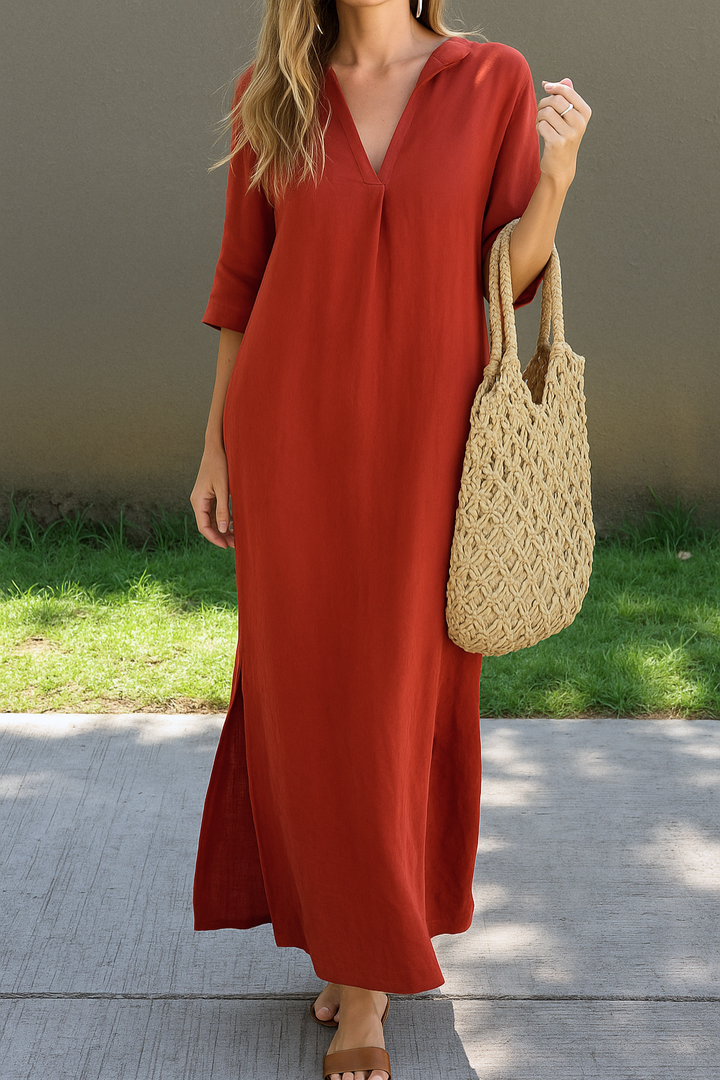Eleonora | Elegante Zomer Maxi Jurk met V-hals