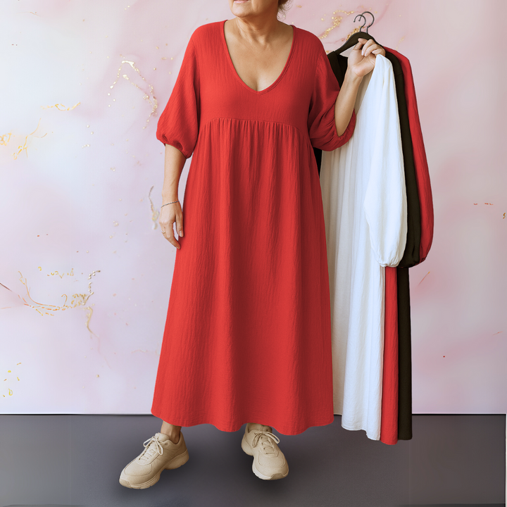 Eleganza | Effen jurk met V-hals