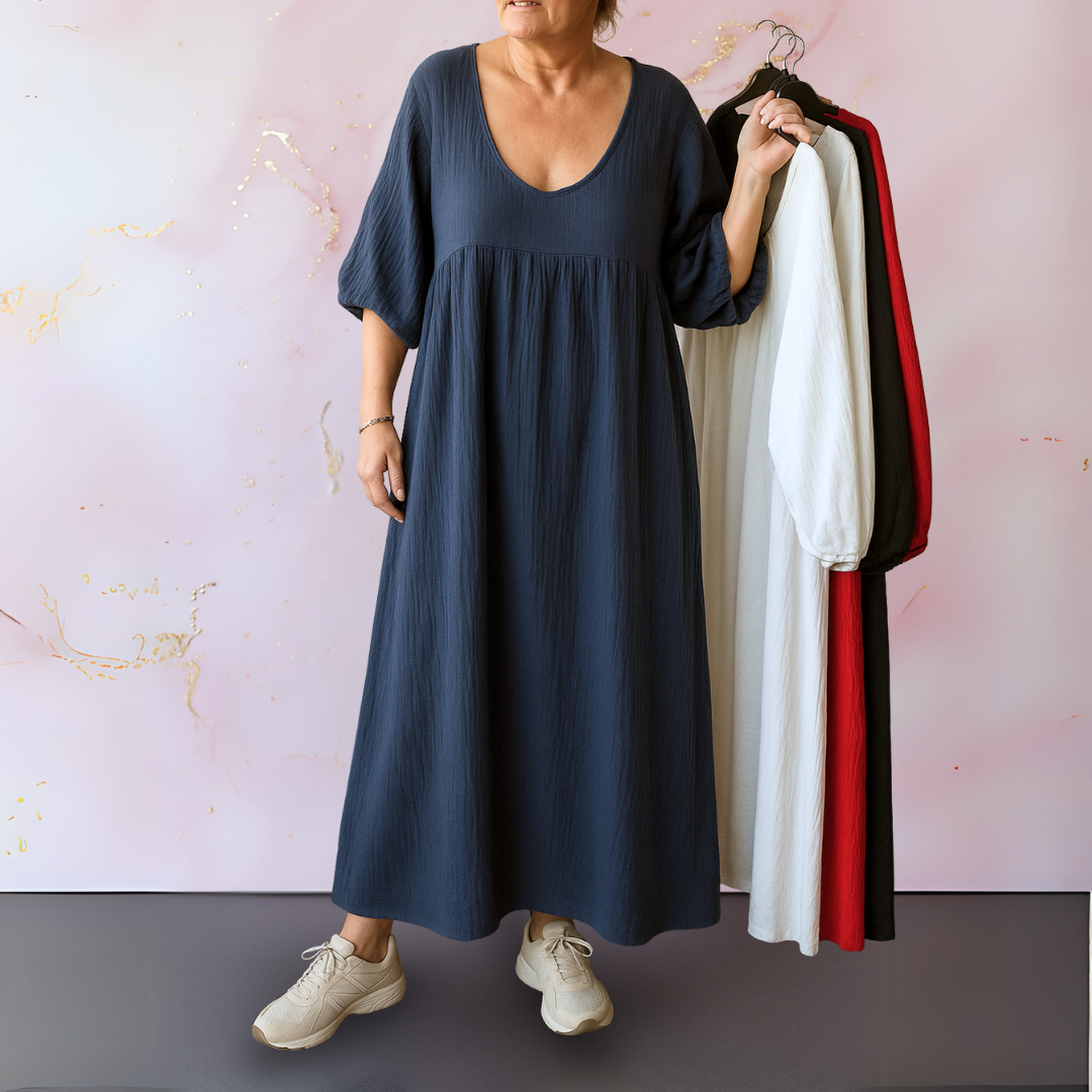 Eleganza | Effen jurk met V-hals