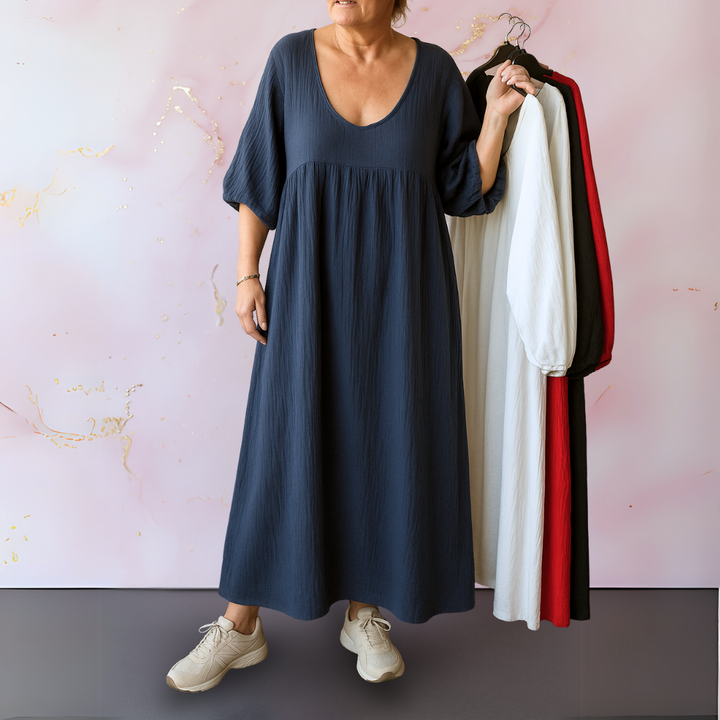 Eleganza | Effen jurk met V-hals