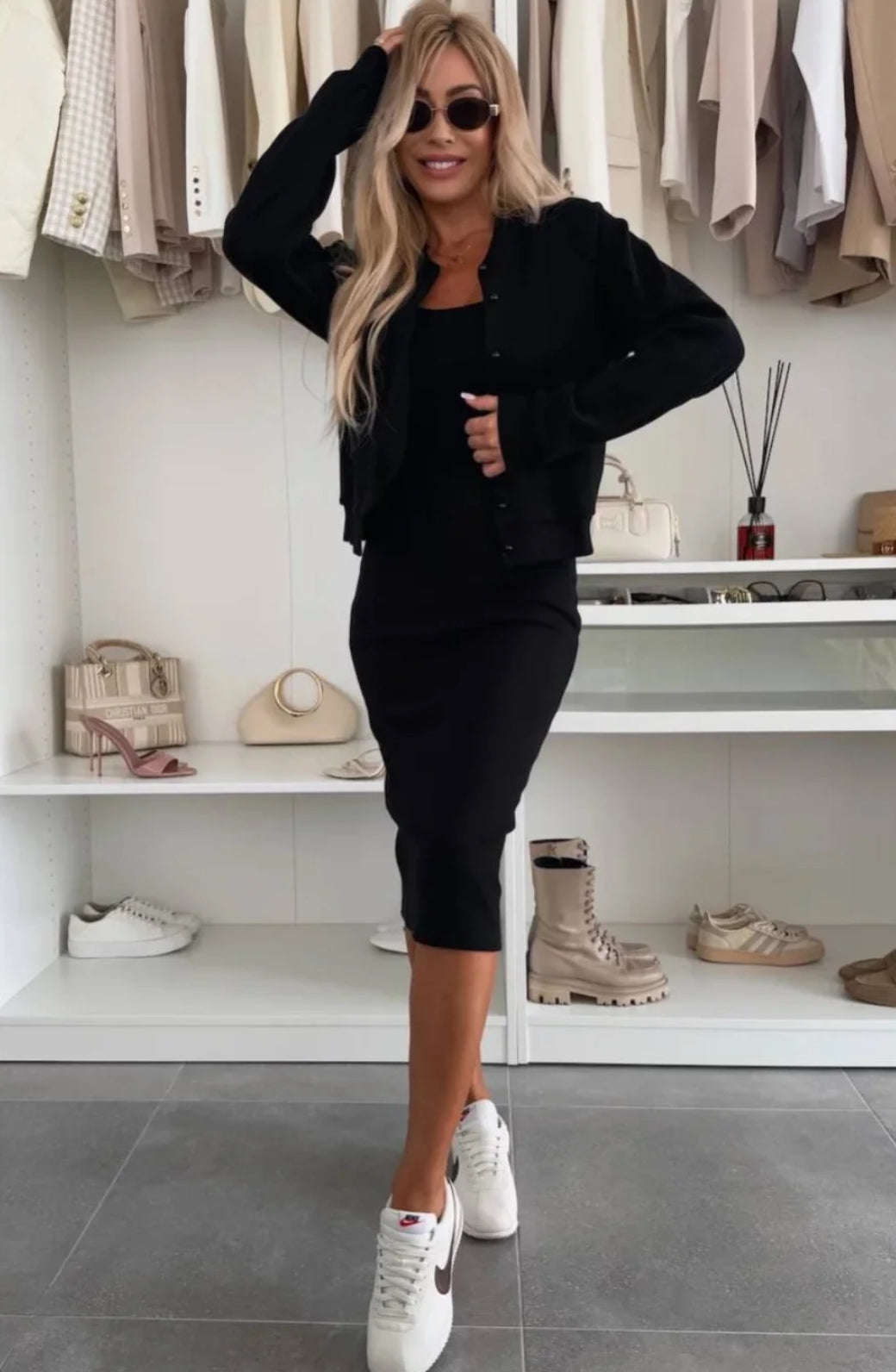 Karin™ | Ribbed Midi Dress & Bomber Jacket Set