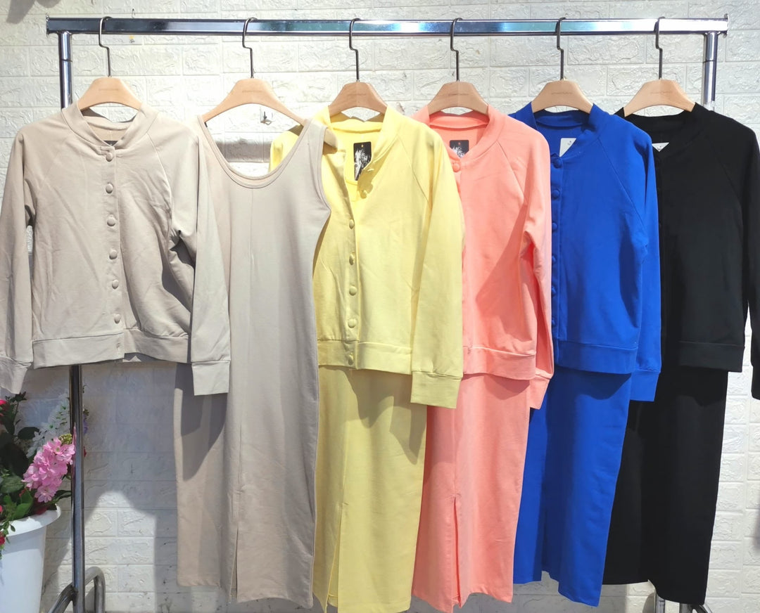 Karin™ | Ribbed Midi Dress & Bomber Jacket Set