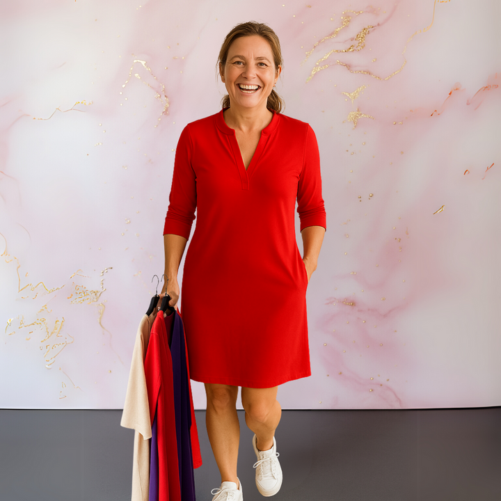 Eleganza | Effen jurk met V-hals