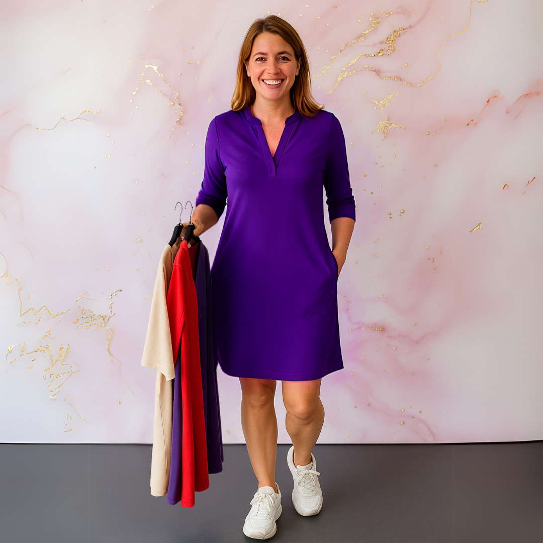 Eleganza | Effen jurk met V-hals