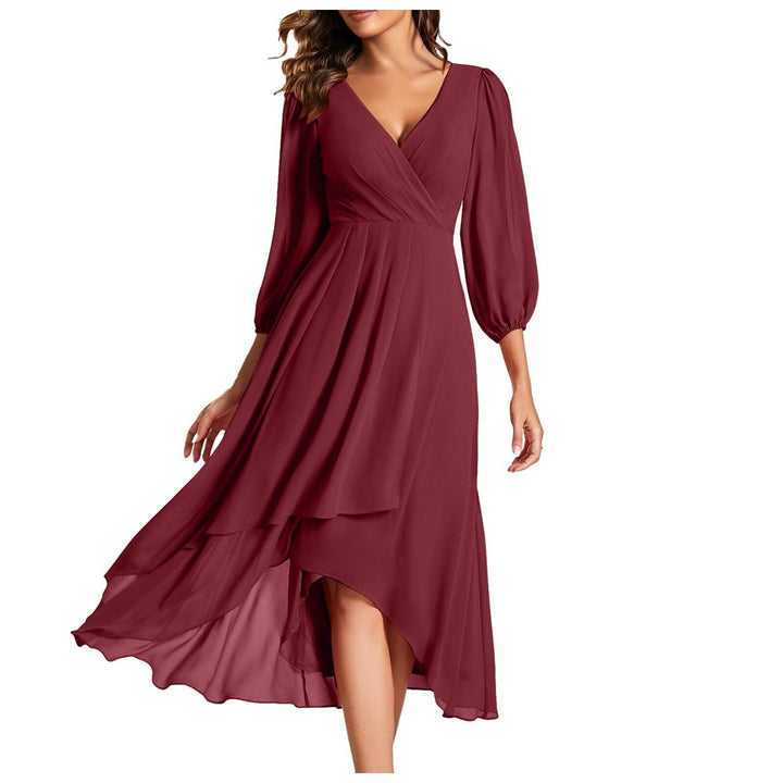 LEYA – V-neck dress with asymmetrical hem