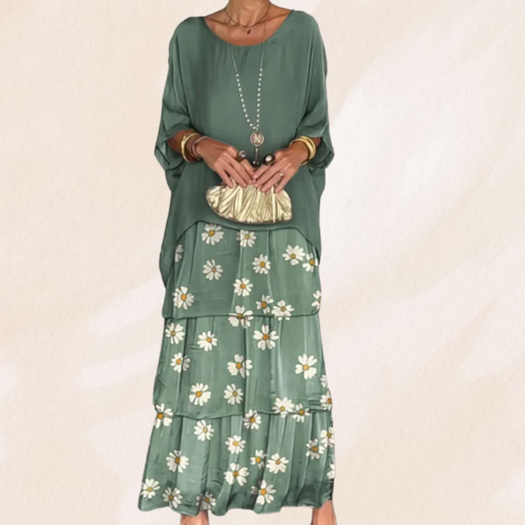 Carla - Losse Maxi Jurk met Ronde Hals