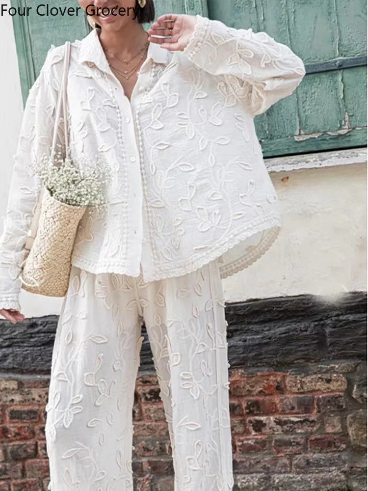 Mooie Set met Decoratie en Top met Lange Armen