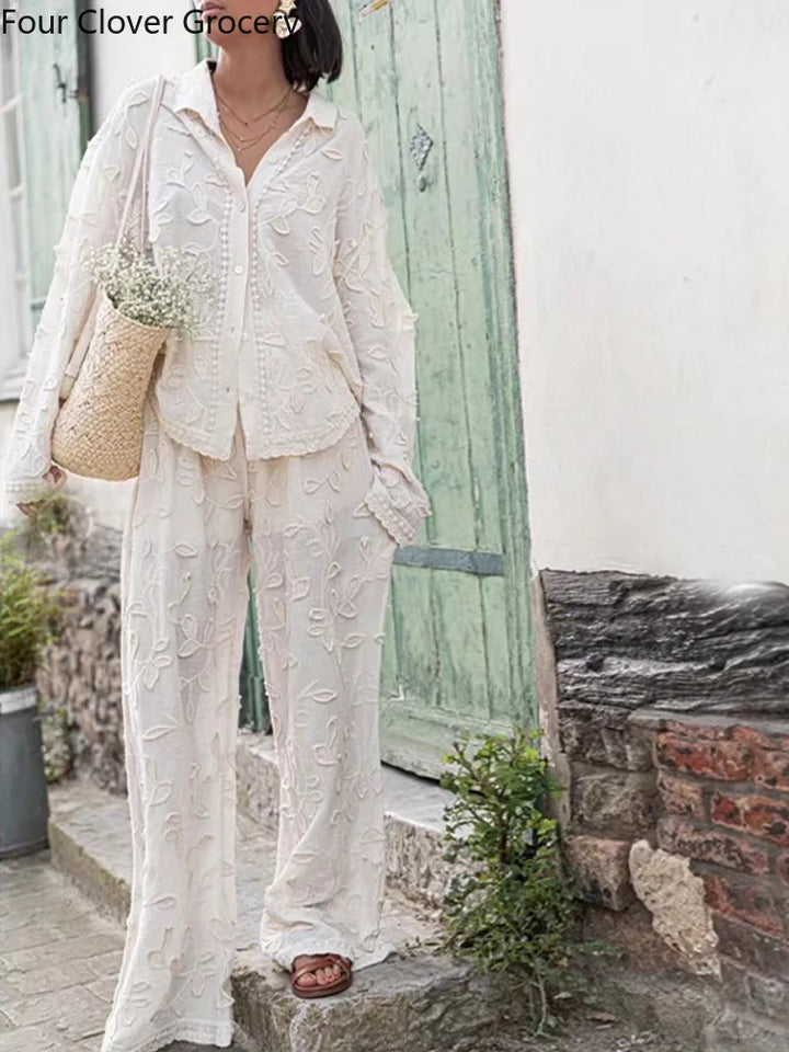 Mooie Set met Decoratie en Top met Lange Armen