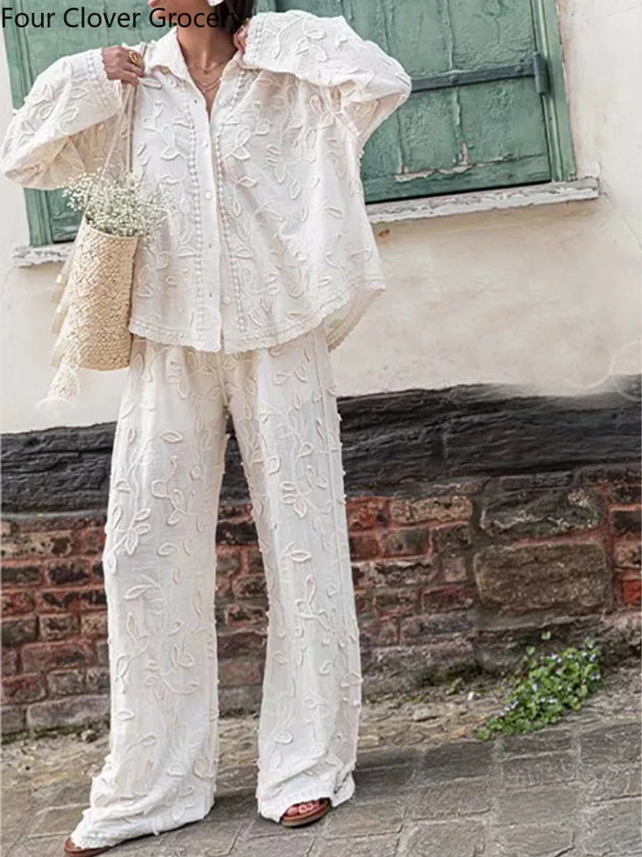 Mooie Set met Decoratie en Top met Lange Armen