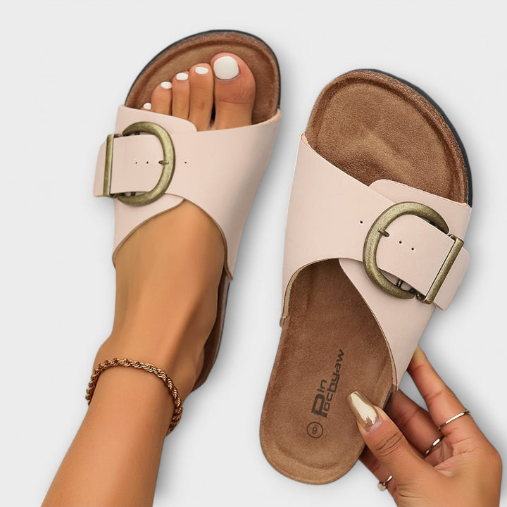 Ashley - Women's Cork Sandals with Buckle Strap Design