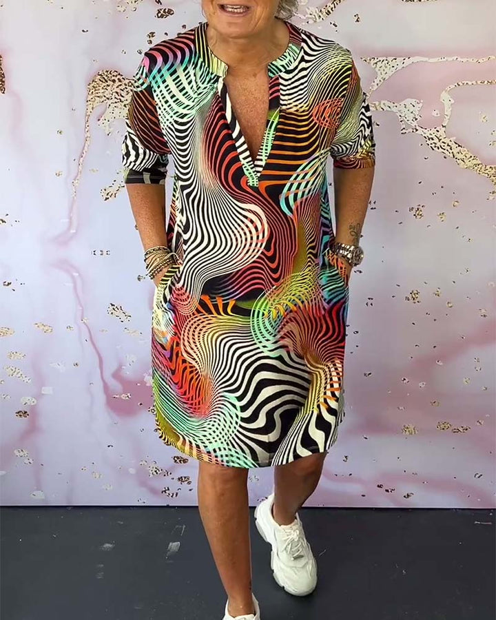 Ria™ | Colourful V-neck dress