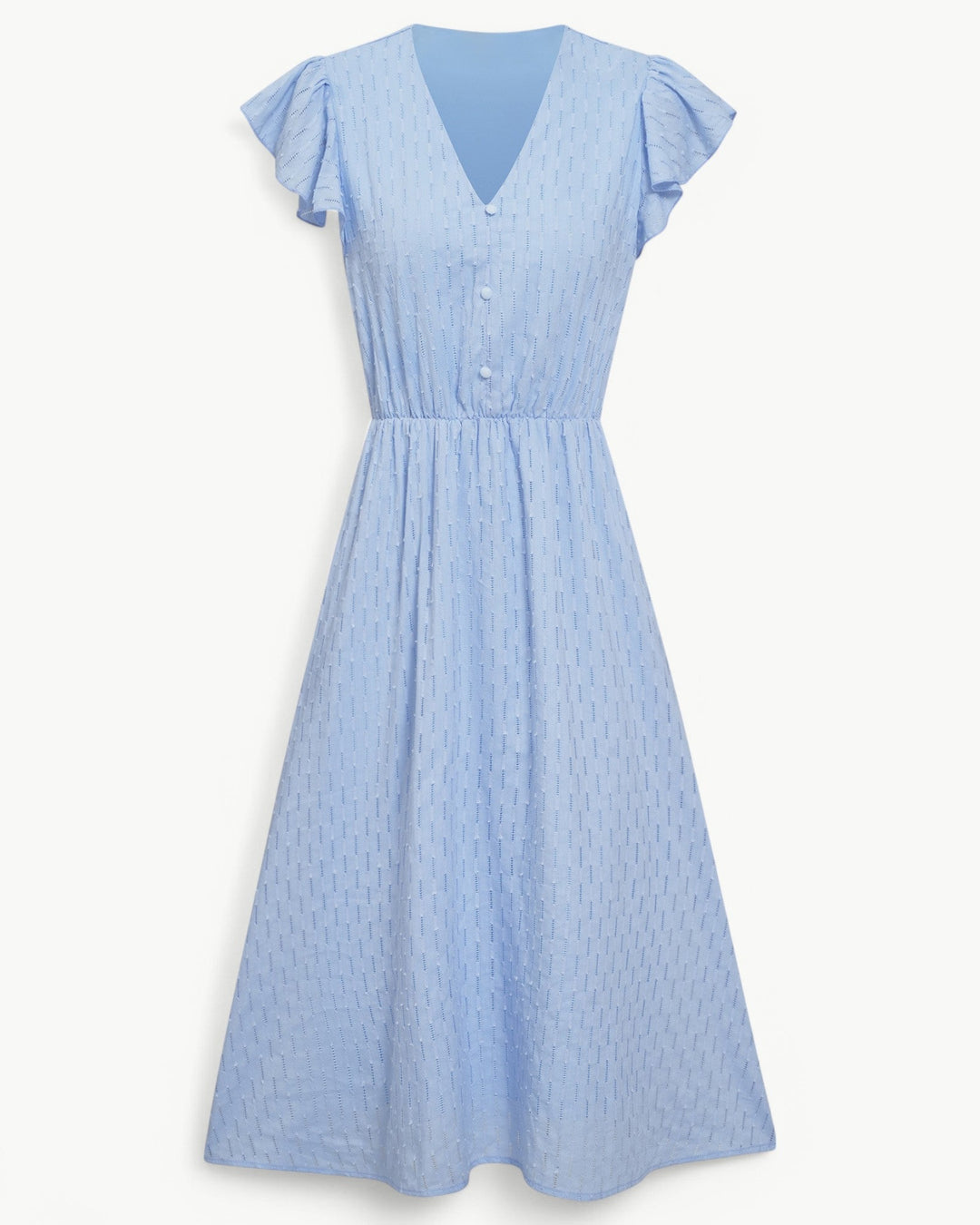 Lara™ – Midi Jurk met V-hals en Ruches Mouwen