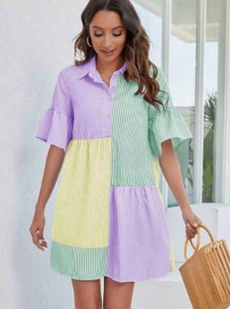 Sophie | Trendy Kleurblok Jurk