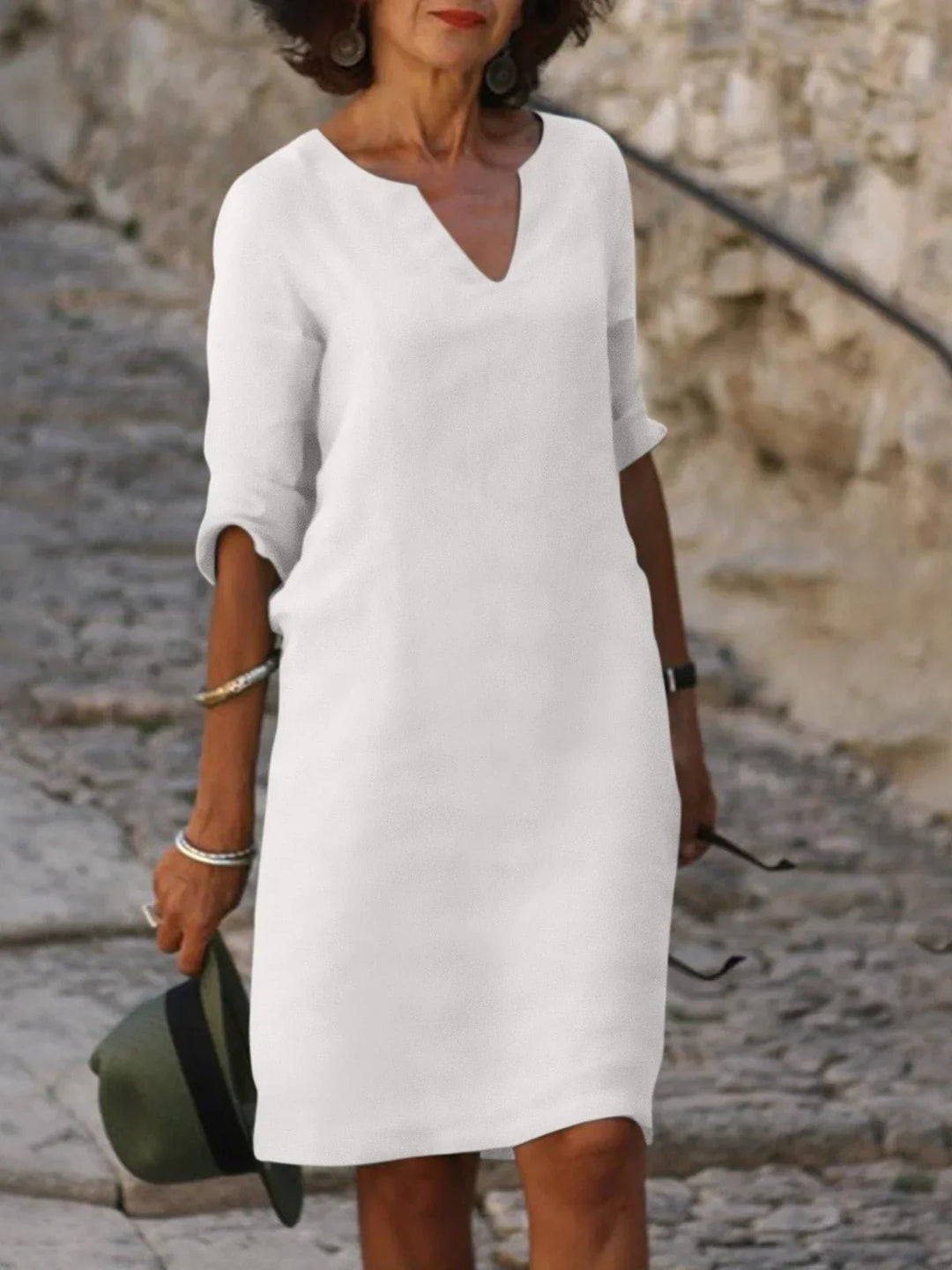 Saoirse™ - V-neck Dress that hides the belly