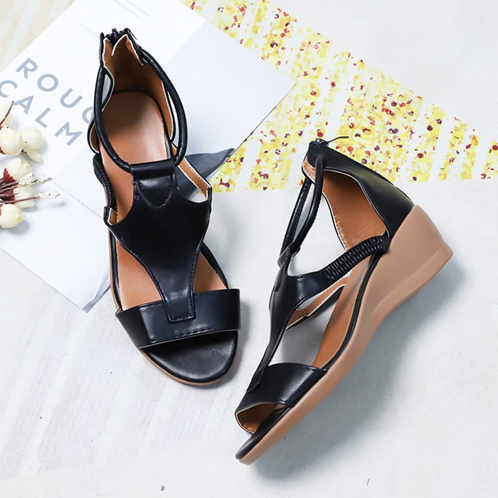 ANNE - Orthopedic leather sandals with heel