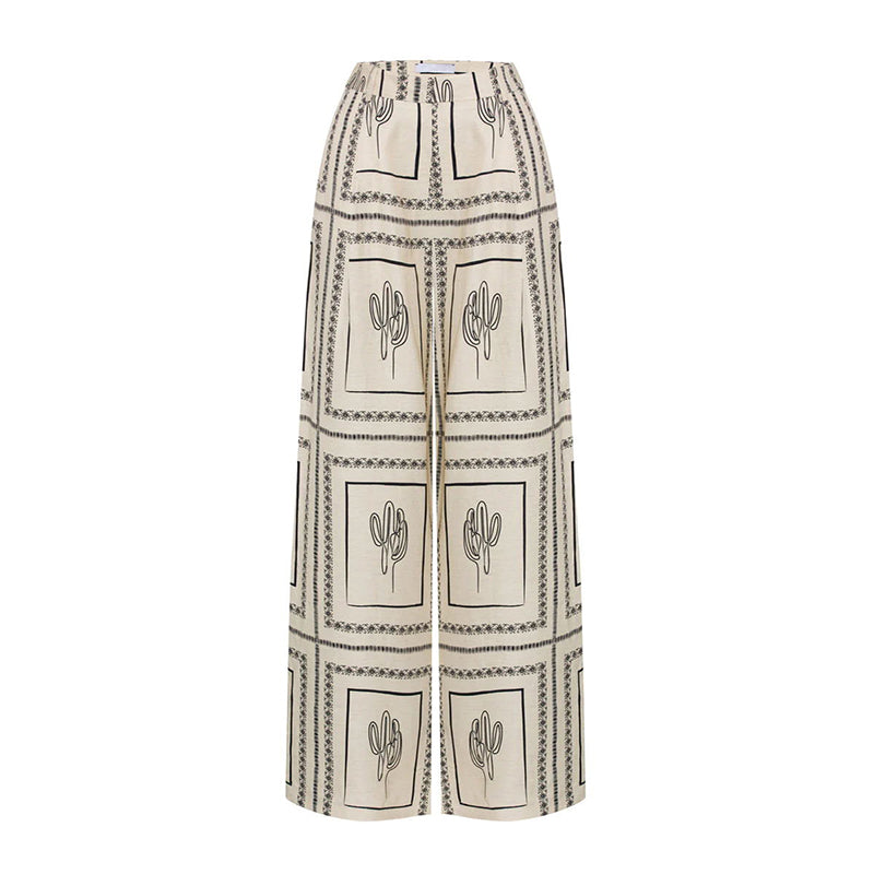 Set voor dames met patroon: top en broek met wijde pijpen