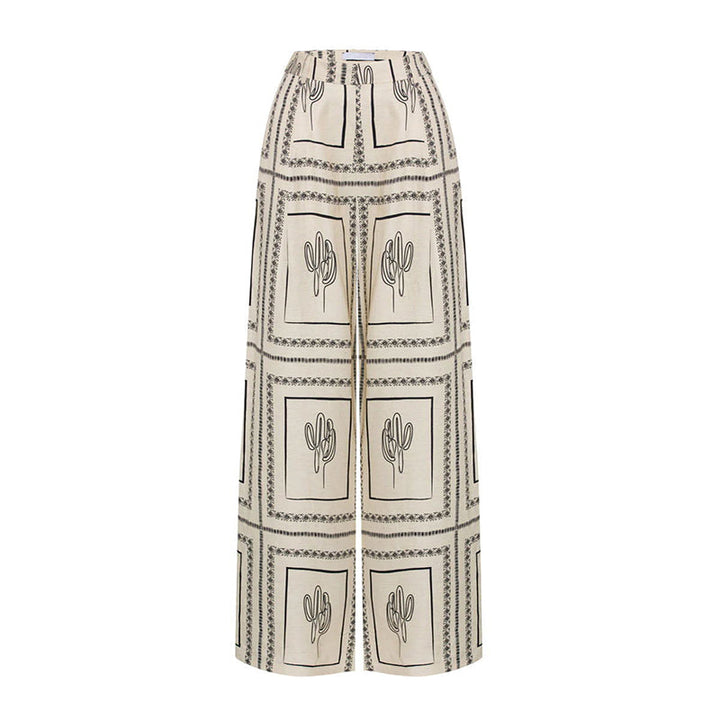 Set voor dames met patroon: top en broek met wijde pijpen