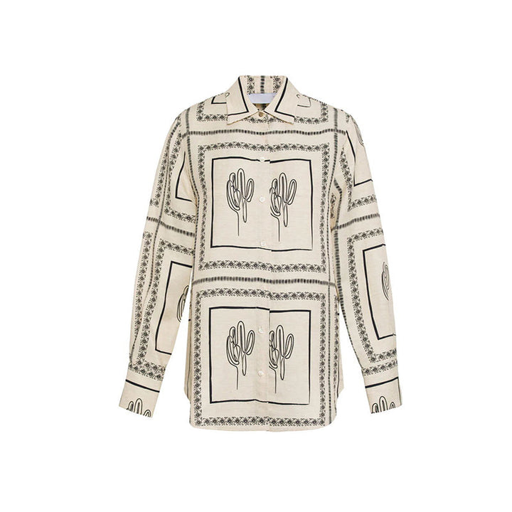 Set voor dames met patroon: top en broek met wijde pijpen