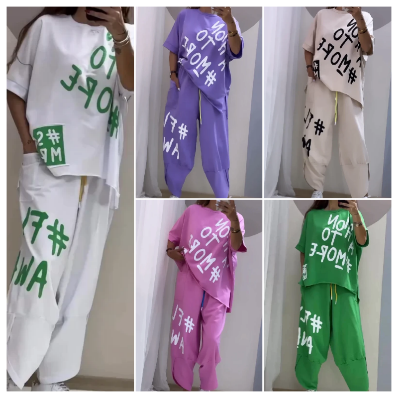 Comfortabele set voor dames, bestaande uit een top en een onderstuk