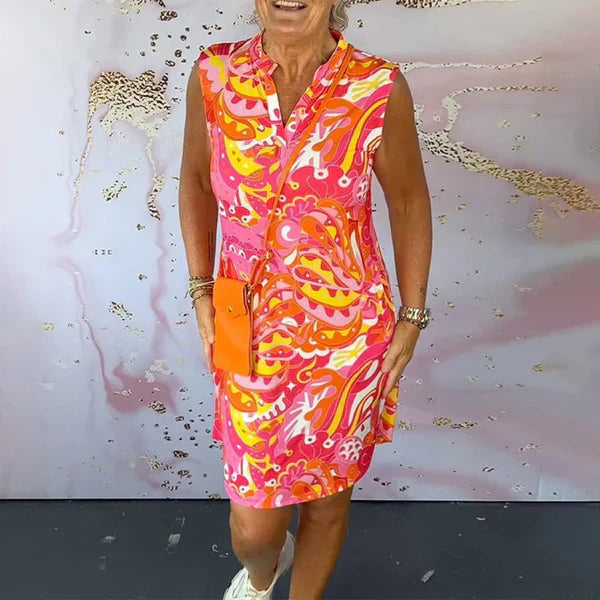 Elegance | Kleurrijke V-hals jurk