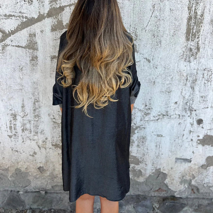 Elara™ | Comfortabele denim overhemdjurk