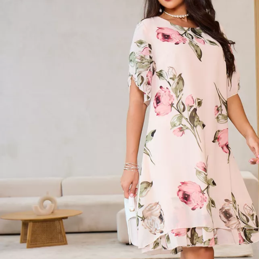 Mabel – Watercolor Chiffon Maxi Dress