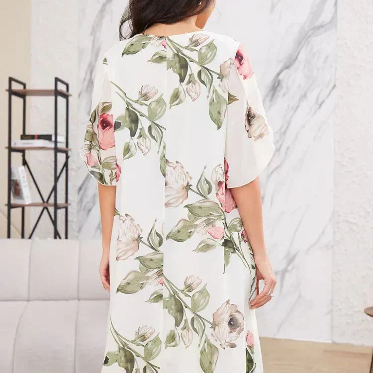 Mabel – Aquarel Chiffon Maxi Jurk